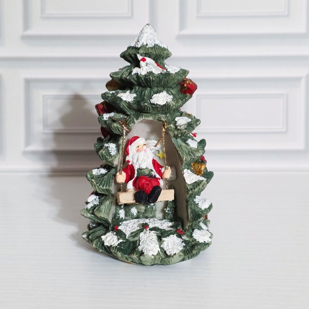 Vintage Santa Claus on Swing Figurine Christmas Tree Holiday Resin Decoration